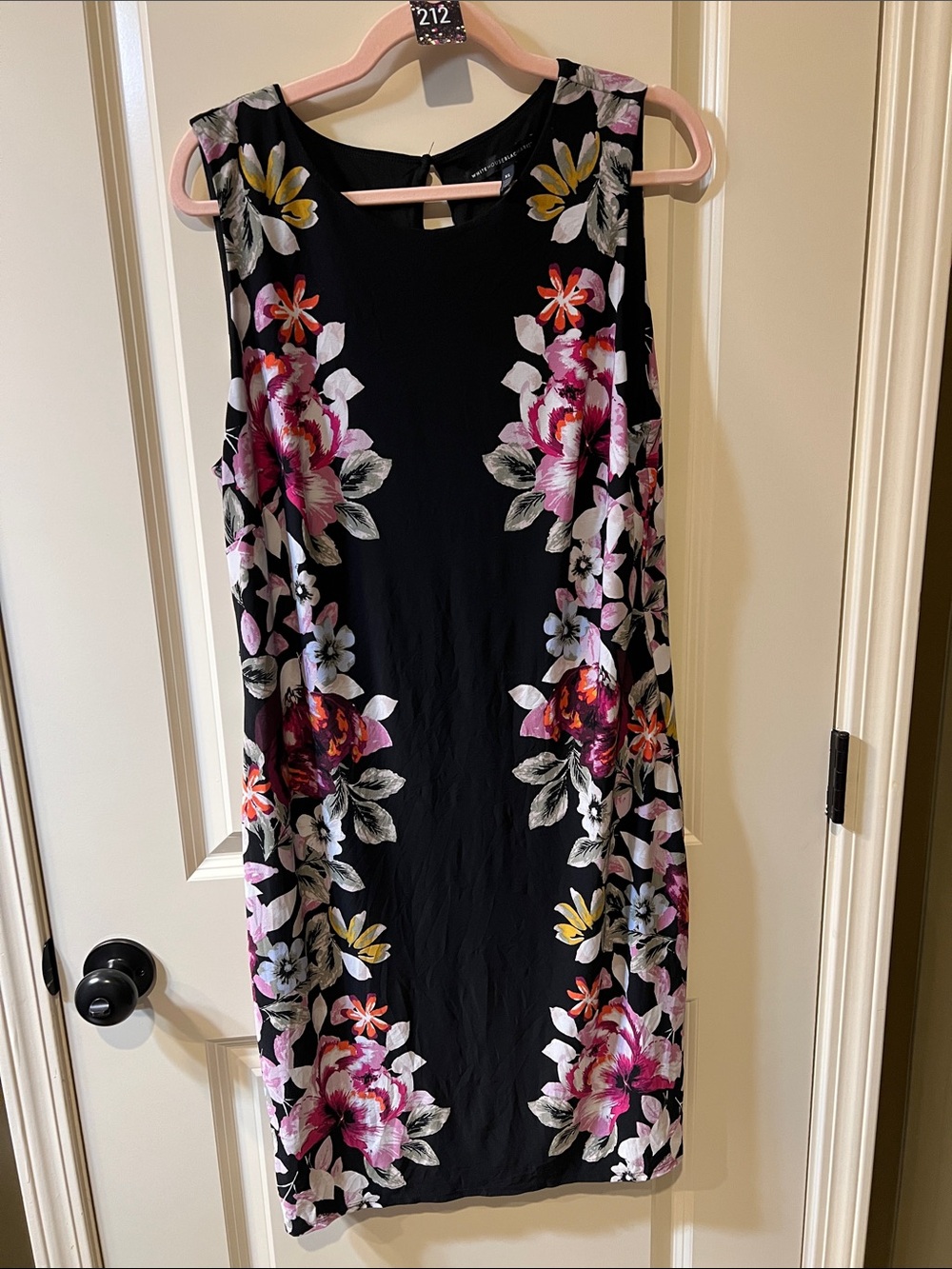 White House Black Market Black Floral Sleeveless Shift Dress